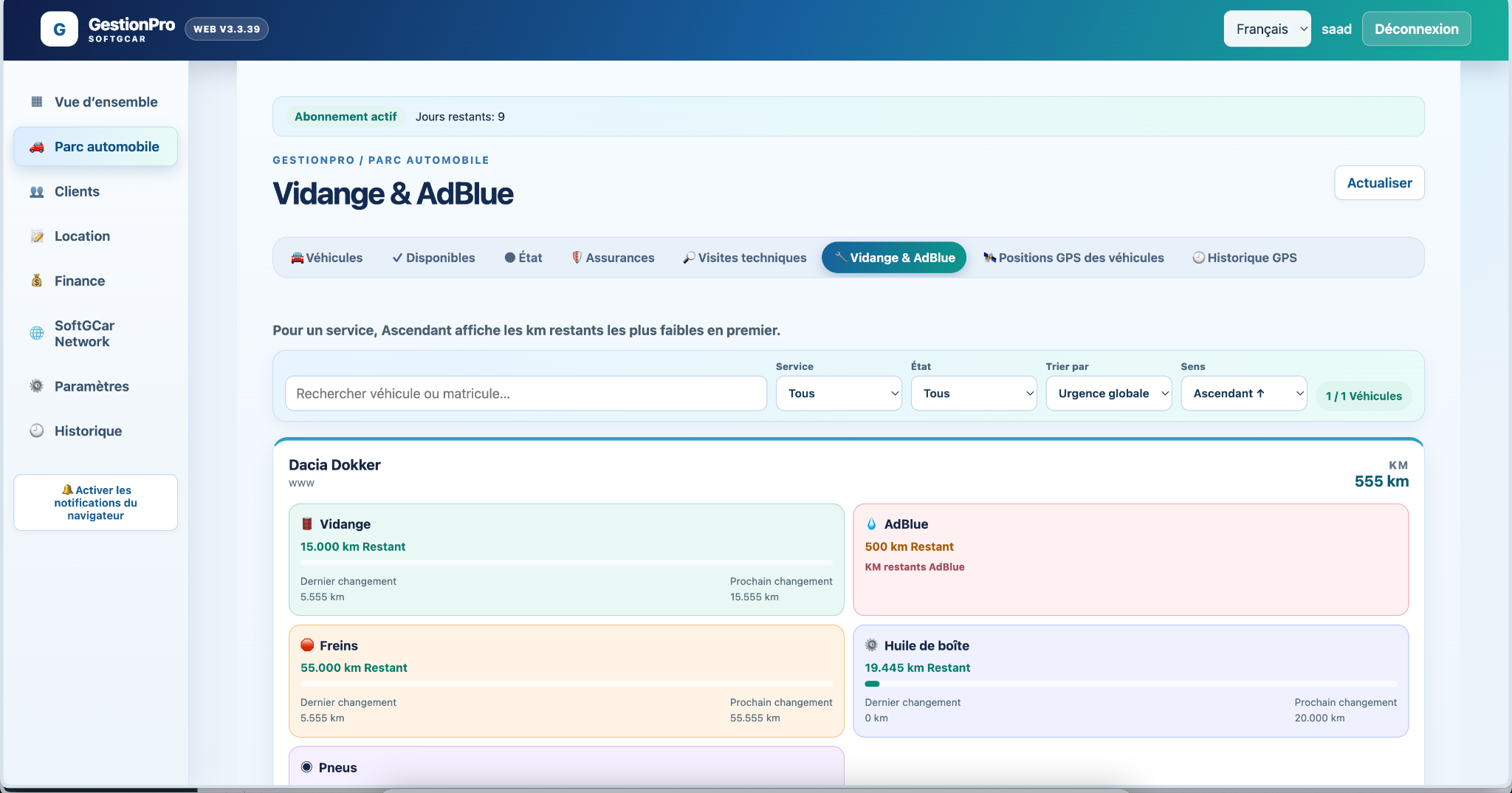 Entretien et maintenance web GestionPro SOFTGCAR
