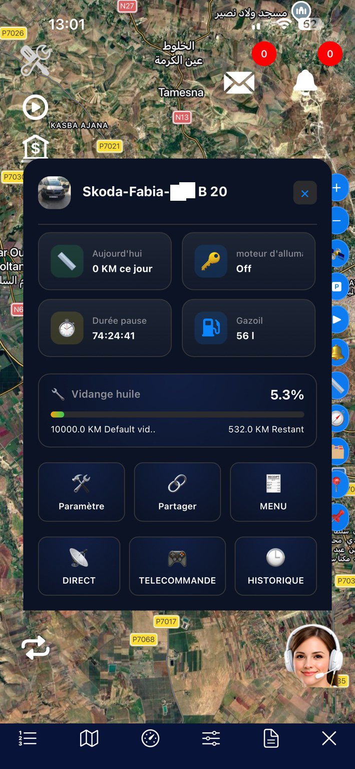 Panneau de commande du véhicule dans SOFTGCAR