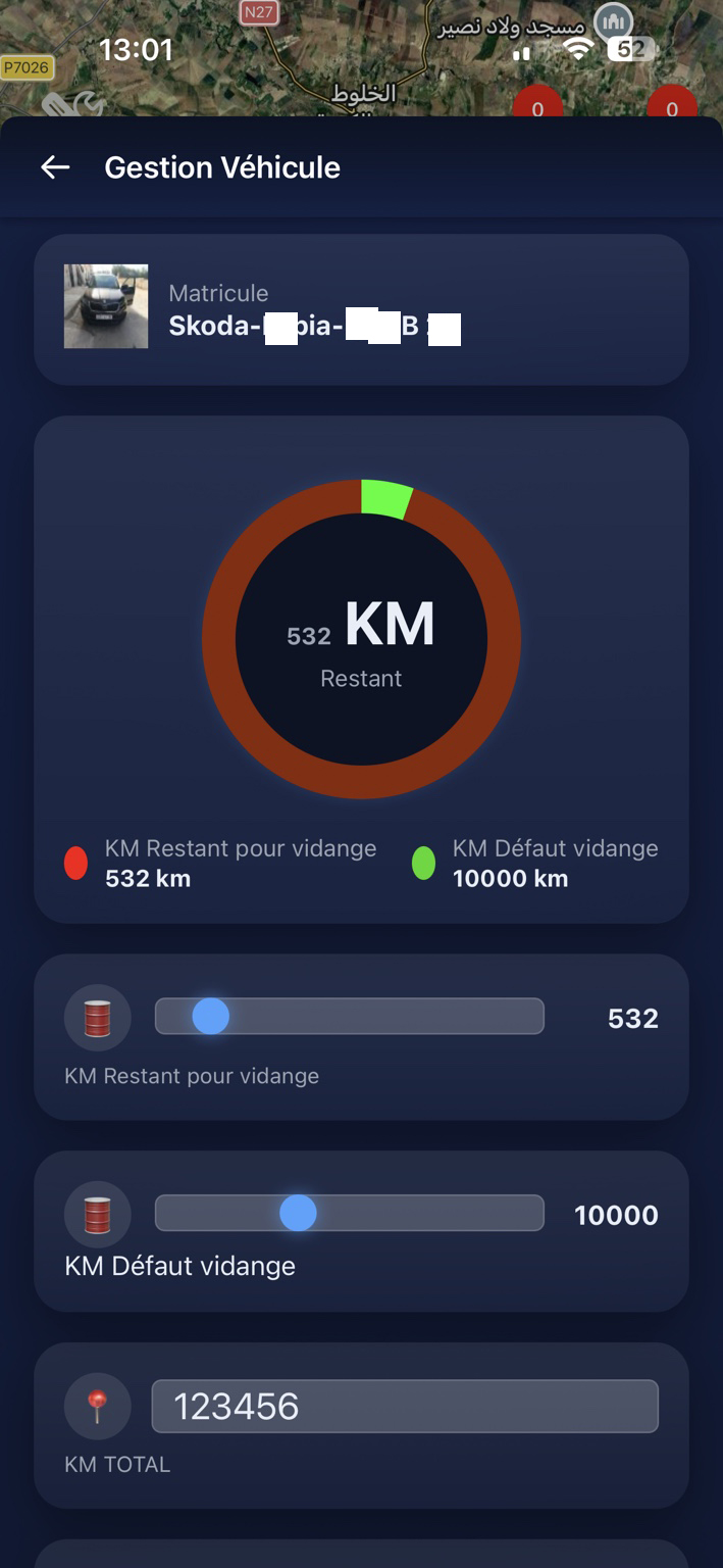 Gestion de l'entretien du véhicule dans SOFTGCAR